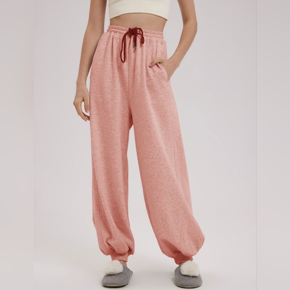 NEW Cotton Blend Balloon Jogger Sweatpants (Peach 'Dusty' Pink) - NAP Loungewear - Picture 1 of 12